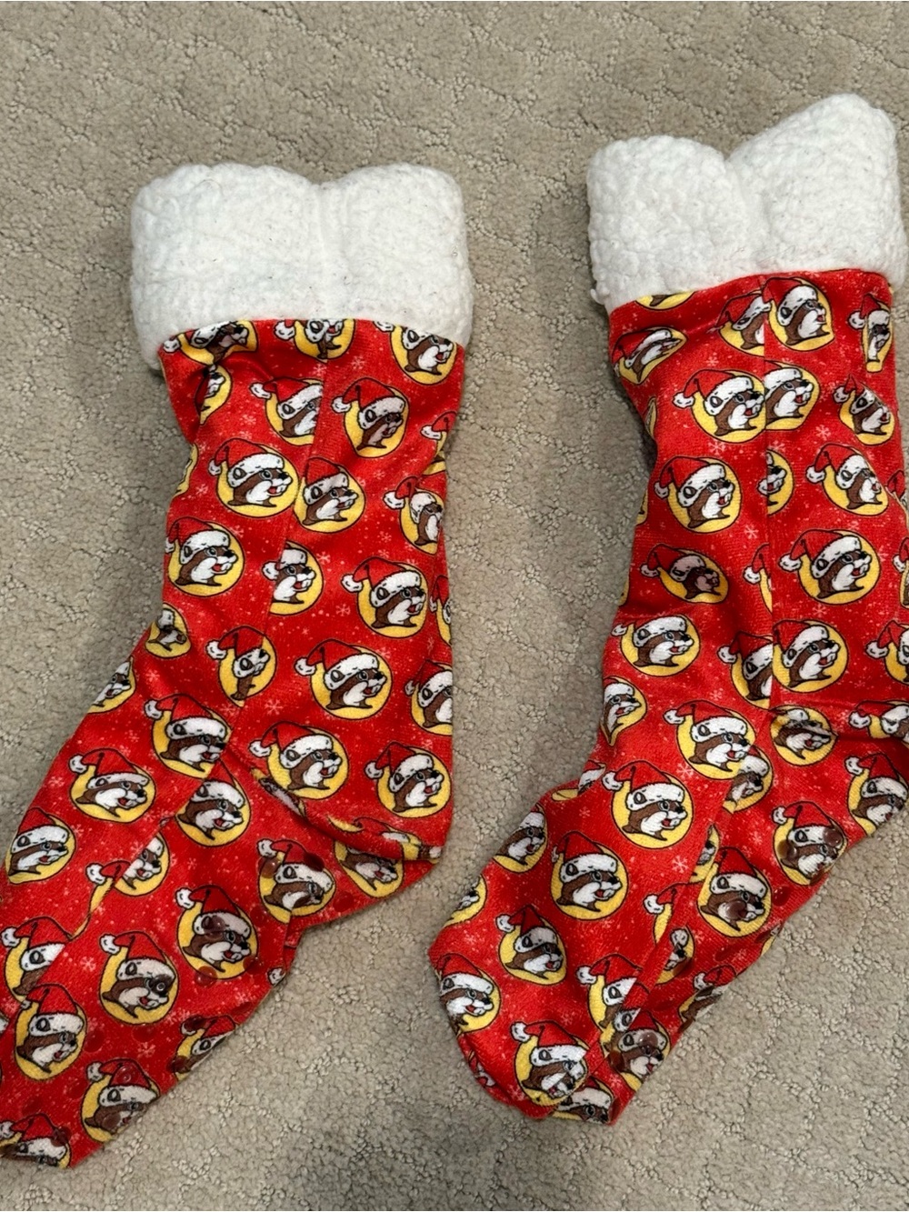 Buc-cees Red Holiday Pajama Socks with Sherpa Cuff